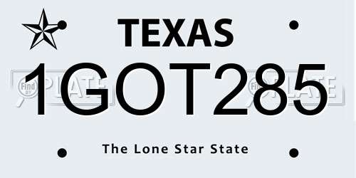 1GOT285 Texas License Plate