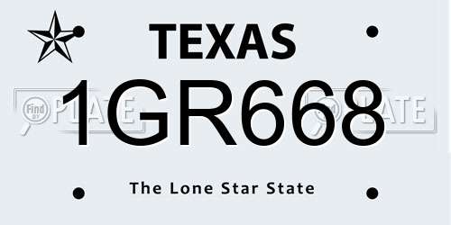 1GR668 Texas License Plate