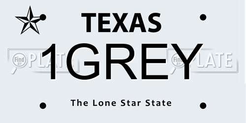 1GREY Texas License Plate