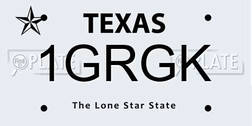 1GRGK Texas License Plate