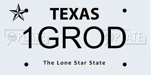 1GROD Texas License Plate