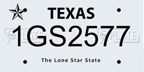 1GS2577 Texas License Plate