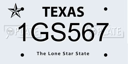 1GS567 Texas License Plate