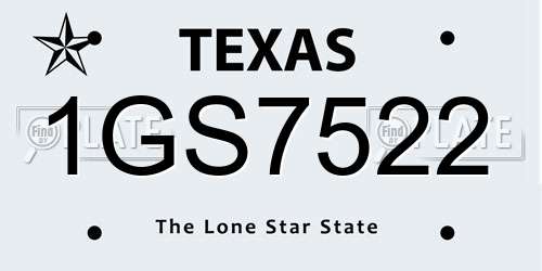 1GS7522 Texas License Plate