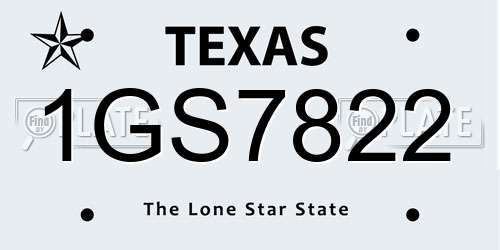 1GS7822 Texas License Plate