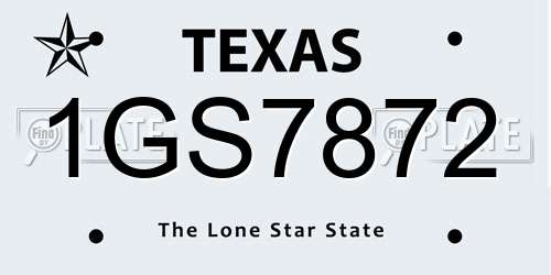 1GS7872 Texas License Plate