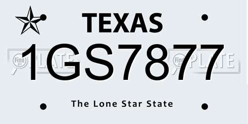 1GS7877 Texas License Plate
