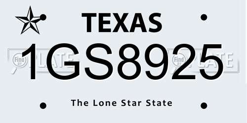 1GS8925 Texas License Plate