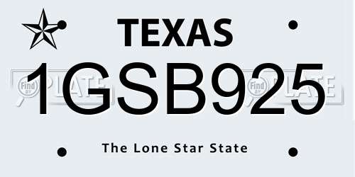 1GSB925 Texas License Plate