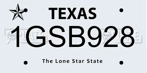 1GSB928 Texas License Plate