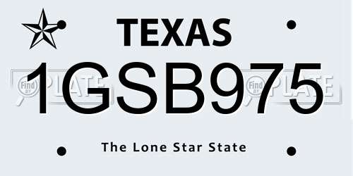 1GSB975 Texas License Plate