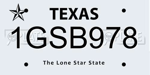 1GSB978 Texas License Plate