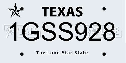 1GSS928 Texas License Plate