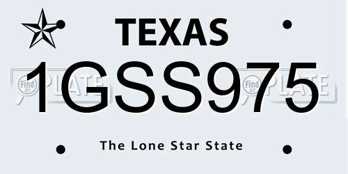 1GSS975 Texas License Plate