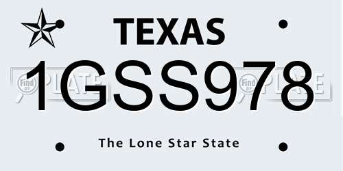 1GSS978 Texas License Plate