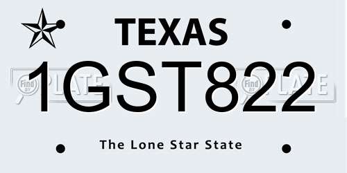 1GST822 Texas License Plate