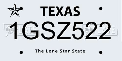 1GSZ522 Texas License Plate