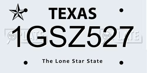1GSZ527 Texas License Plate