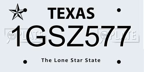 1GSZ577 Texas License Plate
