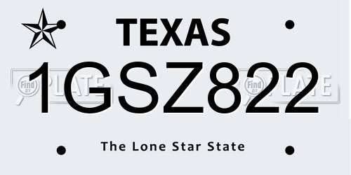 1GSZ822 Texas License Plate