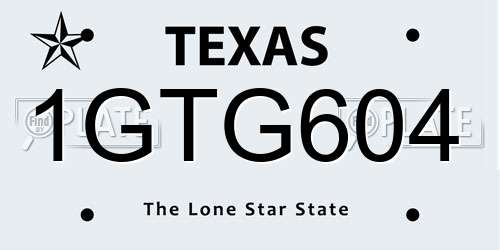 1GTG604 Texas License Plate