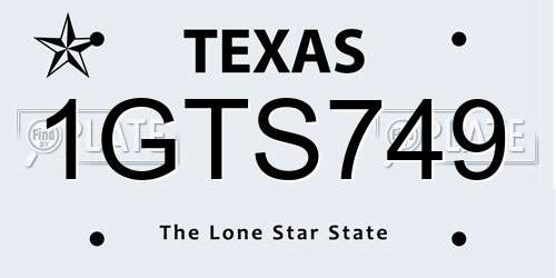 1GTS749 Texas License Plate
