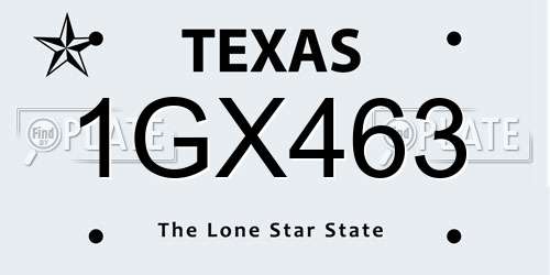 1GX463 Texas License Plate