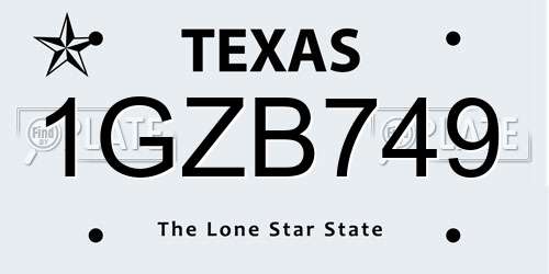 1GZB749 Texas License Plate