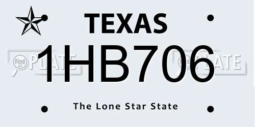 1HB706 Texas License Plate