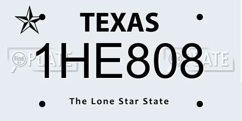 1HE808 Texas License Plate