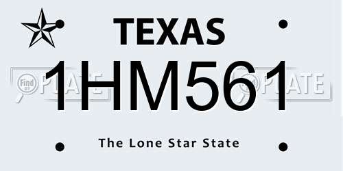 1HM561 Texas License Plate