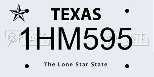 1HM595 Texas License Plate