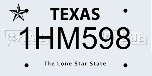 1HM598 Texas License Plate