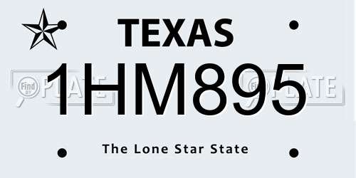 1HM895 Texas License Plate