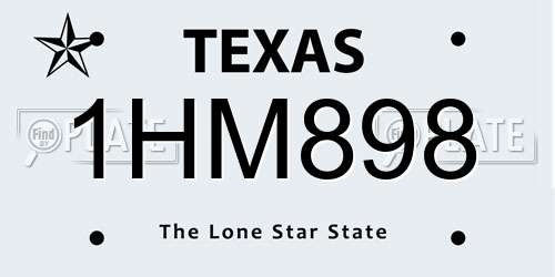 1HM898 Texas License Plate