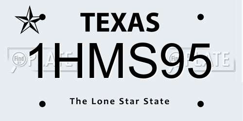 1HMS95 Texas License Plate