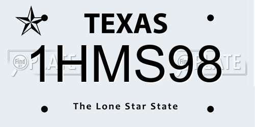 1HMS98 Texas License Plate
