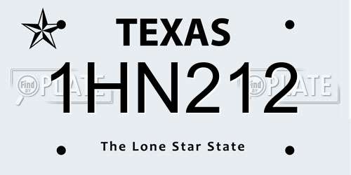1HN212 Texas License Plate