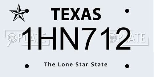 1HN712 Texas License Plate