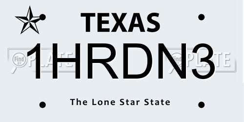 1HRDN3 Texas License Plate