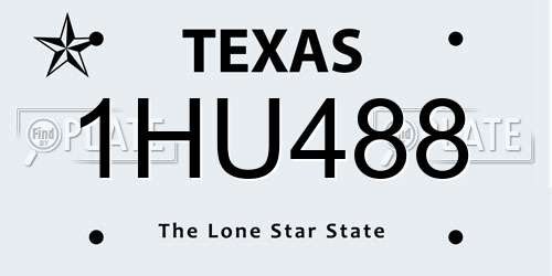 1HU488 Texas License Plate