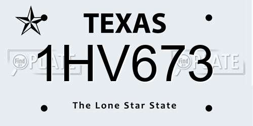 1HV673 Texas License Plate