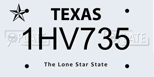 1HV735 Texas License Plate