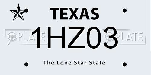1HZ03 Texas License Plate