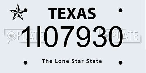 1I07930 Texas License Plate