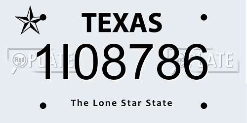 1I08786 Texas License Plate
