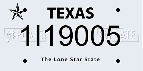 1I19005 Texas License Plate