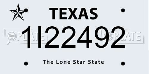 1I22492 Texas License Plate