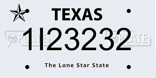 1I23232 Texas License Plate