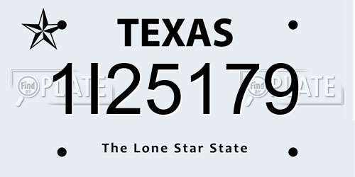 1I25179 Texas License Plate